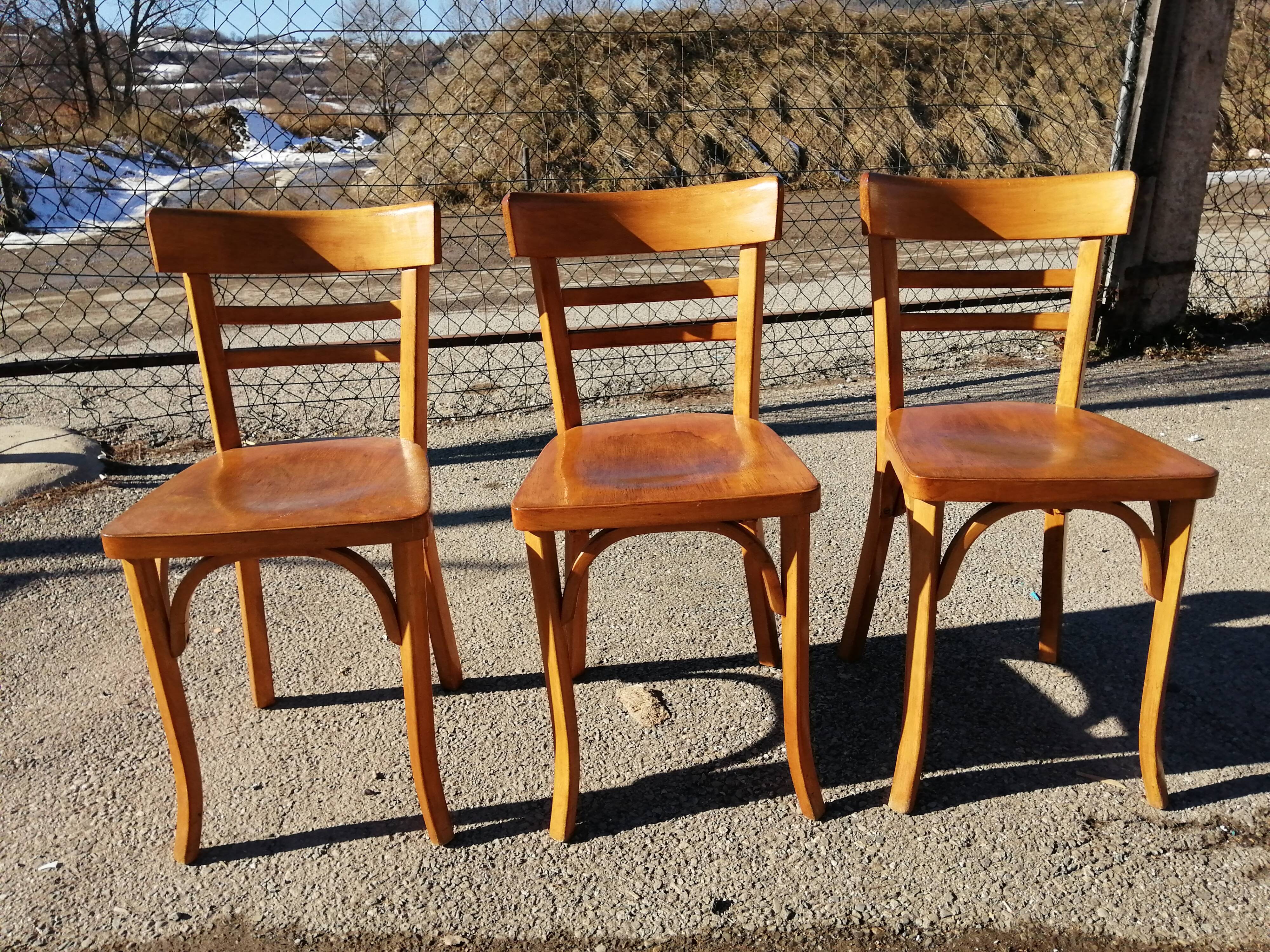 Series of 3 chairs bistrot bauhmann - vintage