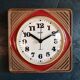 Vintage ceramic clock silent wall clock square "Peter red brown"