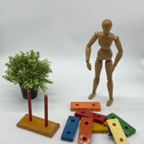 Antique toy to stack, wooden, vintage, clock
