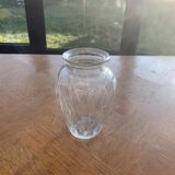 Hyacinth vase in molded transparent glass vintage pattern