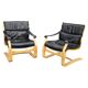 Pair of Leather Lounge Chairs by Åke Fribytter for Nelo Kroken 1960s