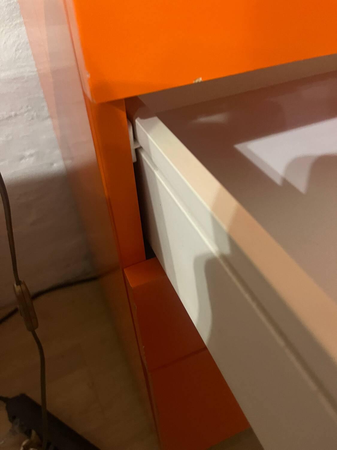 1980 Brown Wood Chest of Drawers with Fold-Out Work Surface and Angled Desktop