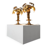 Pair of gold-plated palm tree table lamps by Hans Kögl, Germany, 1970s
