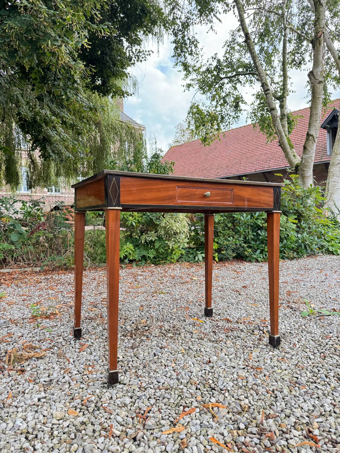 Jean Joseph Chapuis Mahogany Desk, Writing Table, Directoire Period