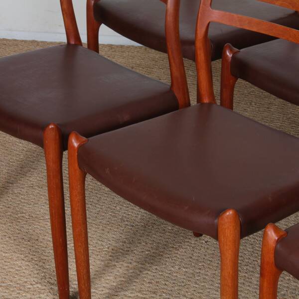 Set of 6 chairs by Niels Otto Moller in teak model 78, 1960.