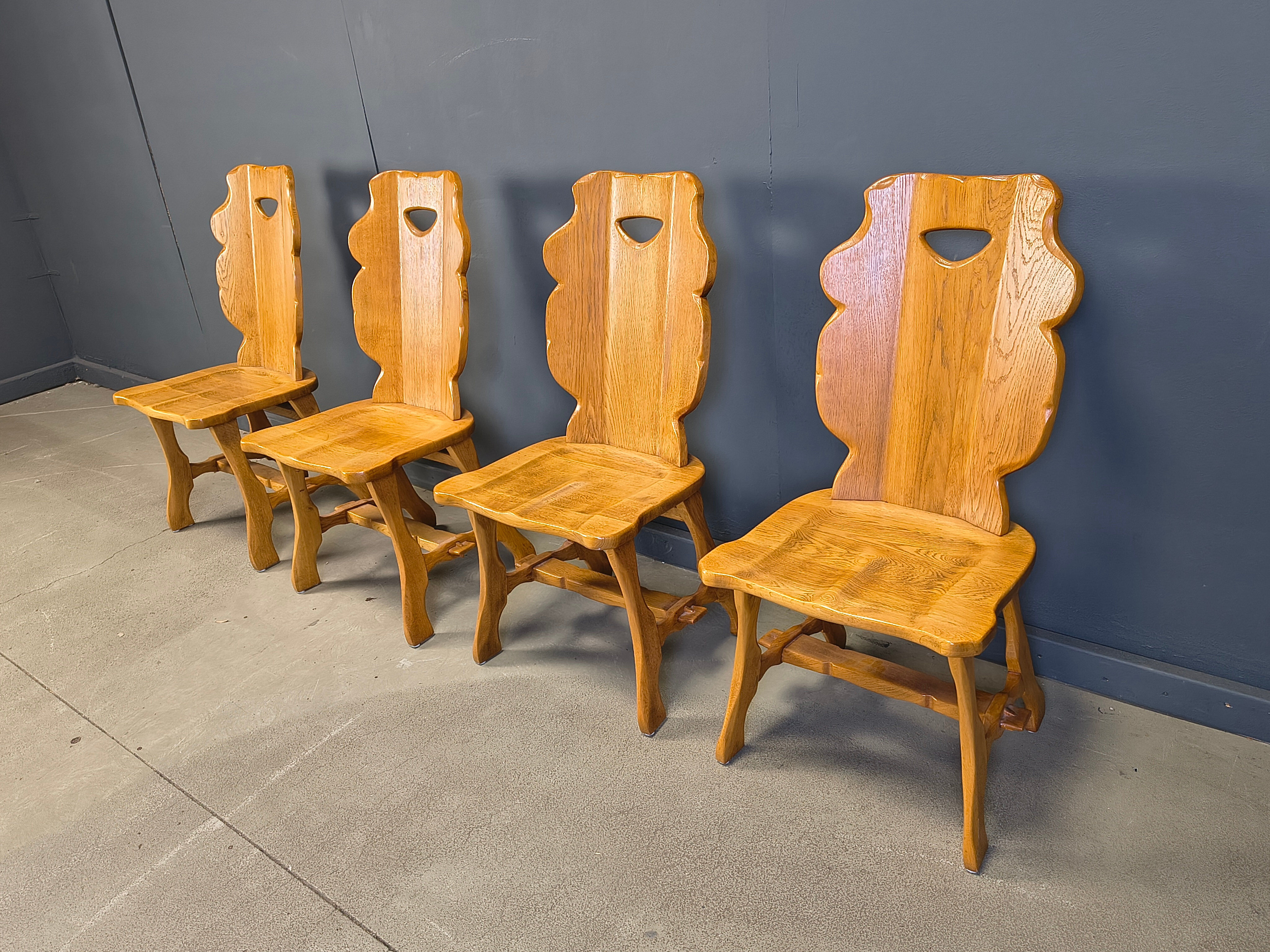 Vintage rustic dining chairs, set of 4 - 1960s