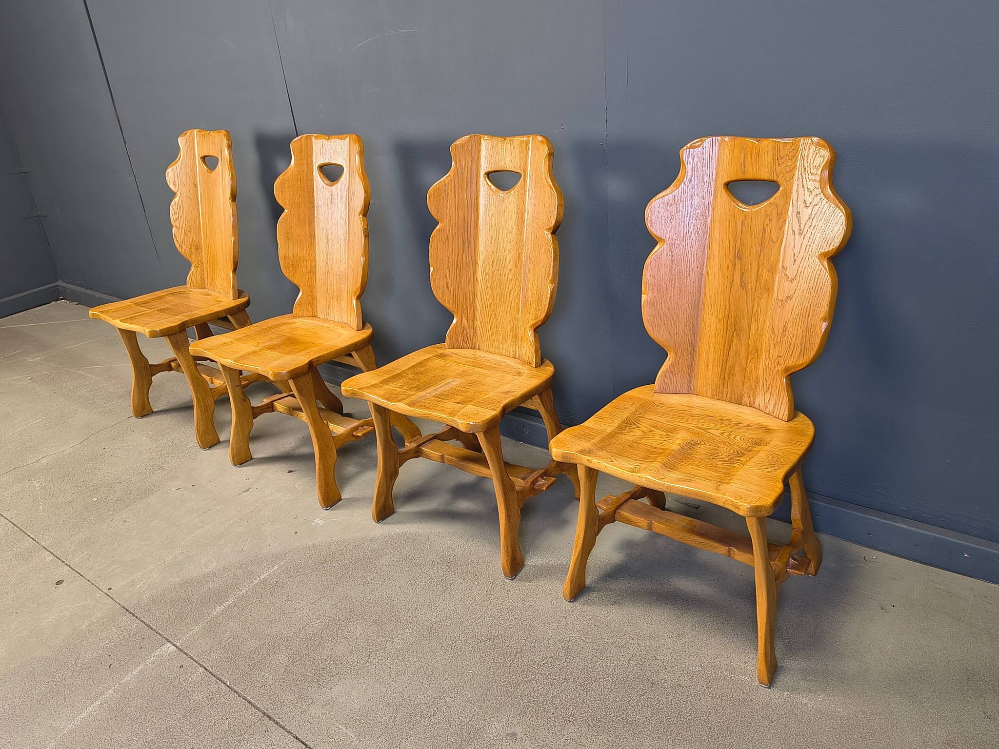 Vintage rustic dining chairs, set of 4 - 1960s