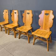 Vintage rustic dining chairs, set of 4 - 1960s