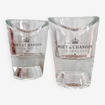 Vintage Möet et Chandon crystal champagne glass duo