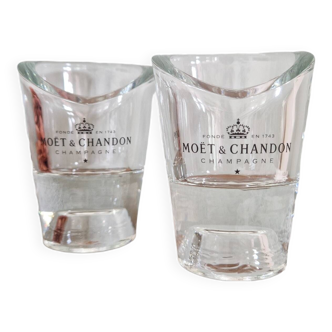 Vintage Möet et Chandon crystal champagne glass duo