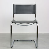 Vintage black leather bauhaus chair, italy