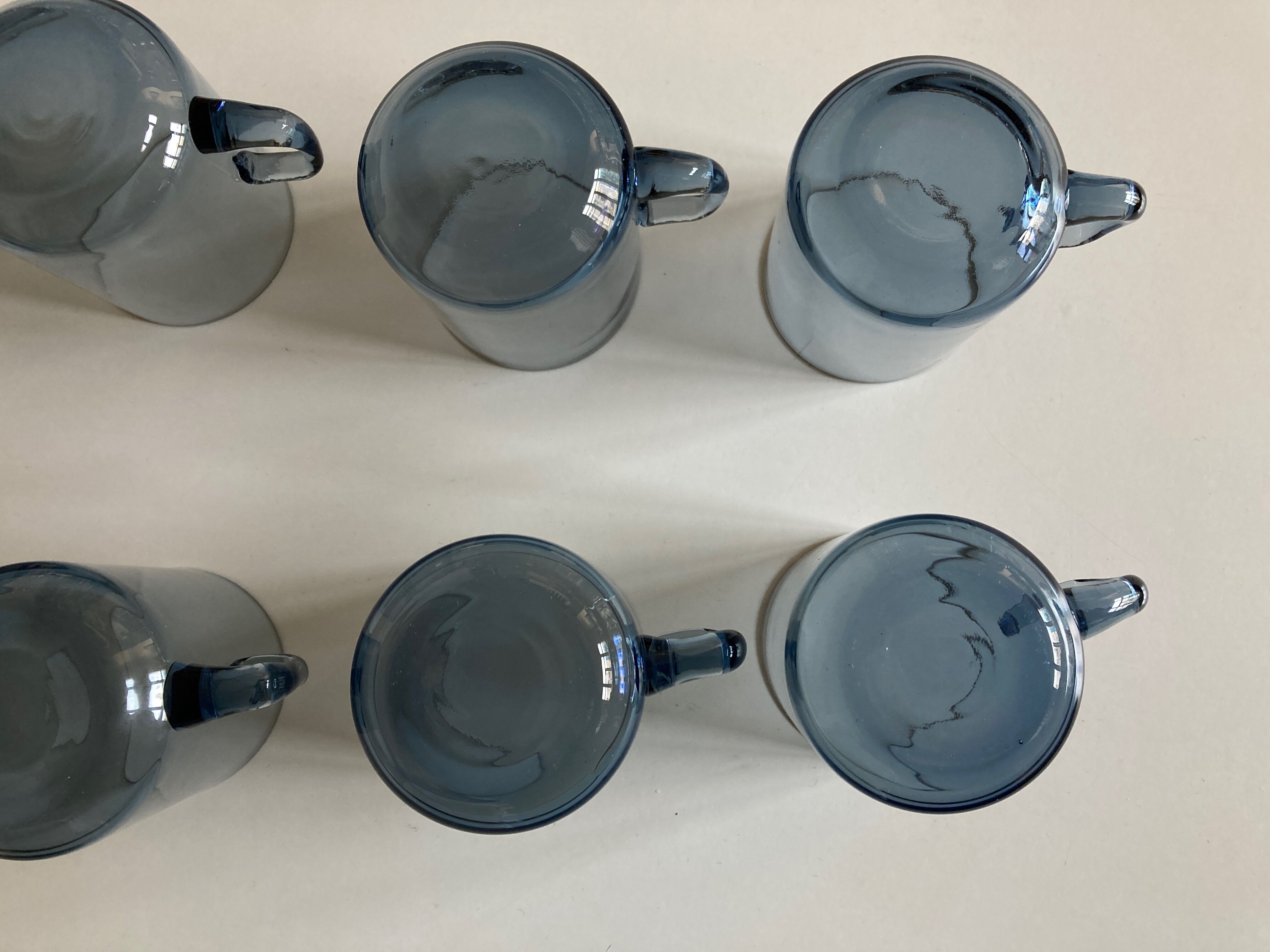 Set of 8 glasses Scandinavian cups Denby-Milnor mid century modern ice blue