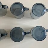 Set of 8 glasses Scandinavian cups Denby-Milnor mid century modern ice blue
