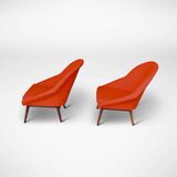 2 space-age bucket seats in red, 1960s, set of 2