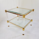 Coffee table in Lucite and Golden steel