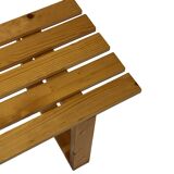 Vintage Scandinavian modern pinewood slatted bench from the 1960's