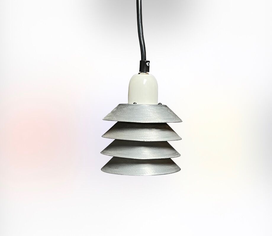 Pair of vintage pendant lights - 70s design metal lamps