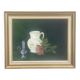 Painting Oil canvas mounted on panel, Still life, signed Nadine Chatre