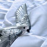 Handmade ceramic turtledove bird wall statuette