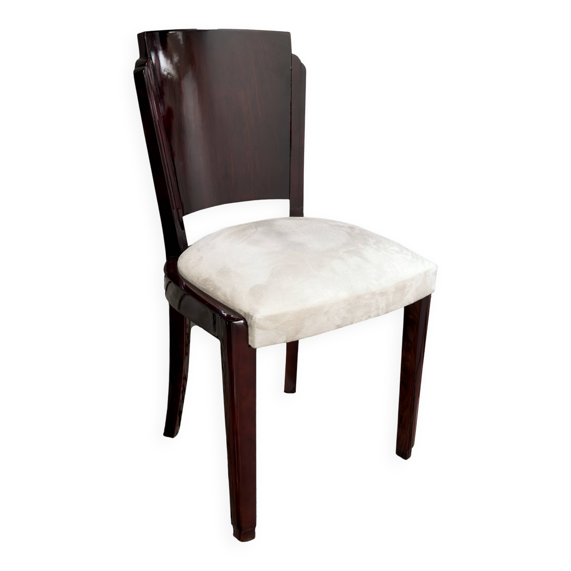 Table chair in rosewood and suede