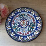 Assiette ancienne en faience décor bleu estampillé A.Alvarez, plat de service, plat apéritif