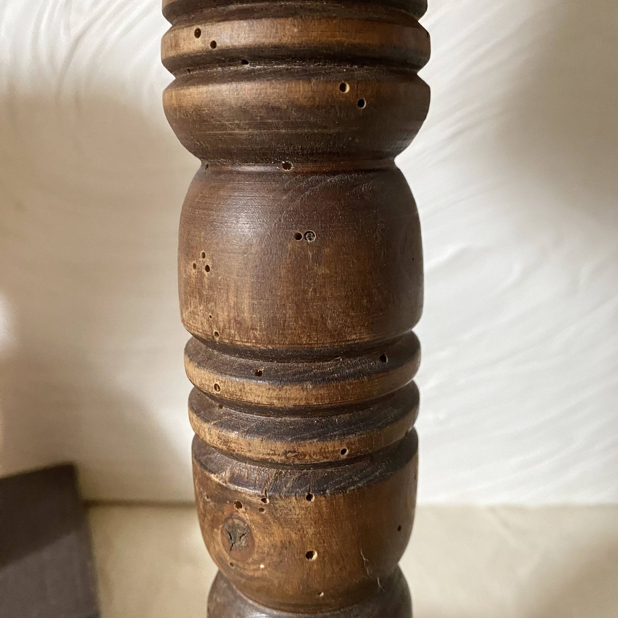 Wooden turned floor lamp, 1930s-40s.