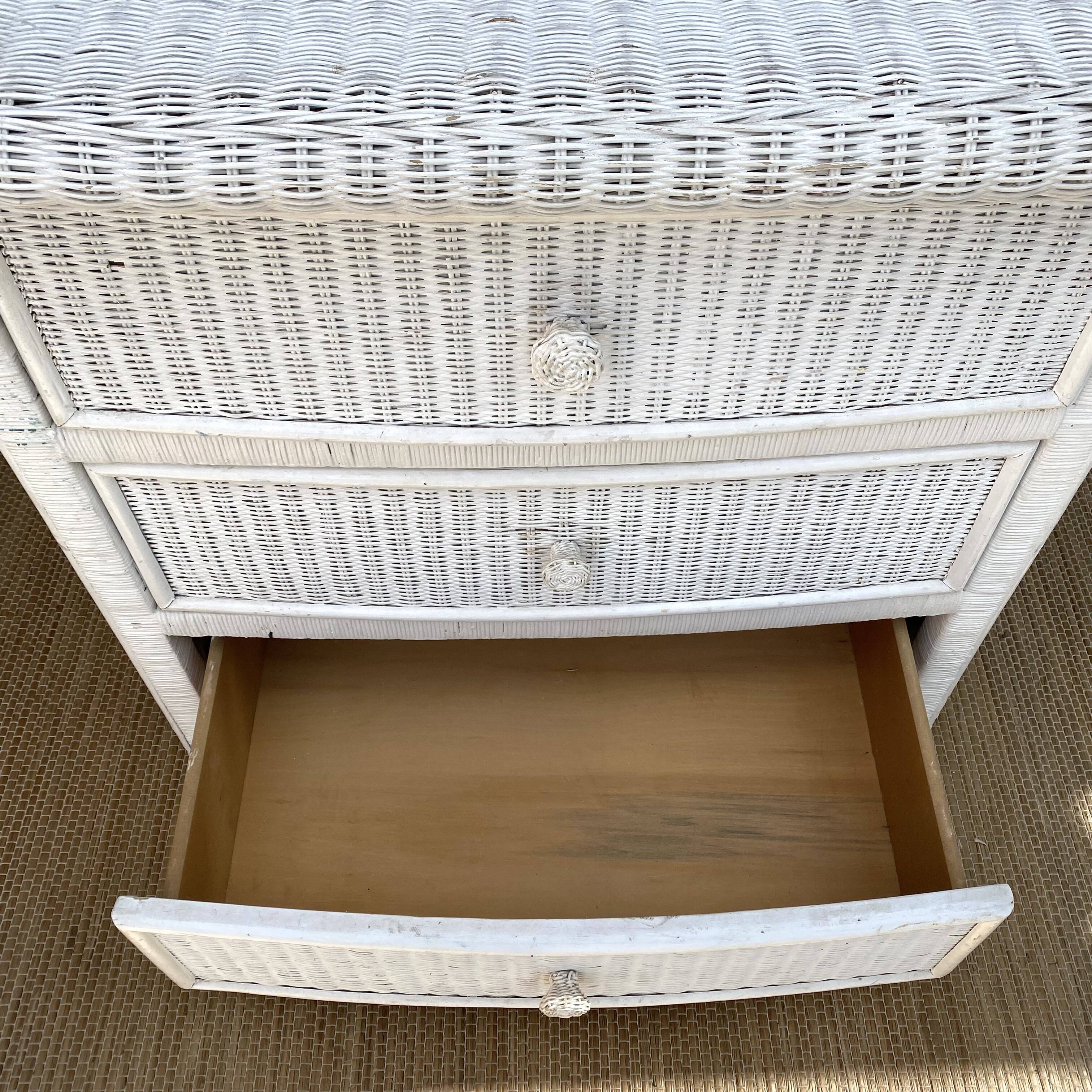 80s rattan chest of drawers
