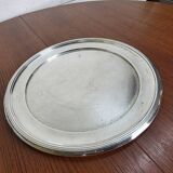 Round silver-plated metal tray from the mid-20th century