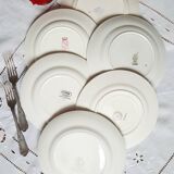Assiettes plates anciennes dépareillées en faïence