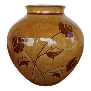 Vase vintage vernissé - floral