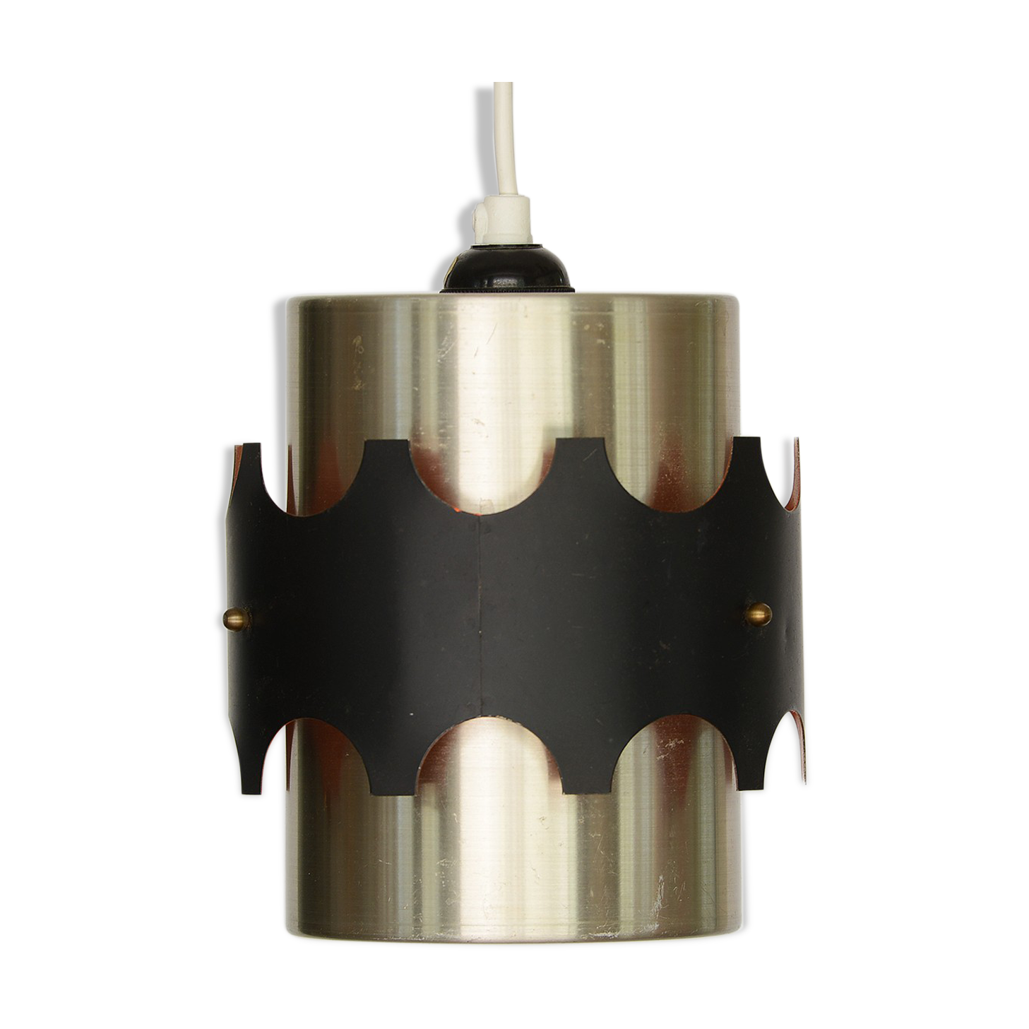 Brushed aluminum pendant light by Werner Schou for Coronell Electro. Denmark 1960s