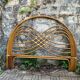 Rattan and leather headboard 140cm vintage 1970