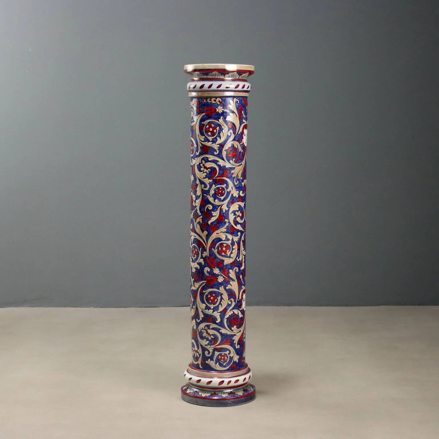 Old column in majolica I.C.A.P Gualdo Tadino 1930s-1940s