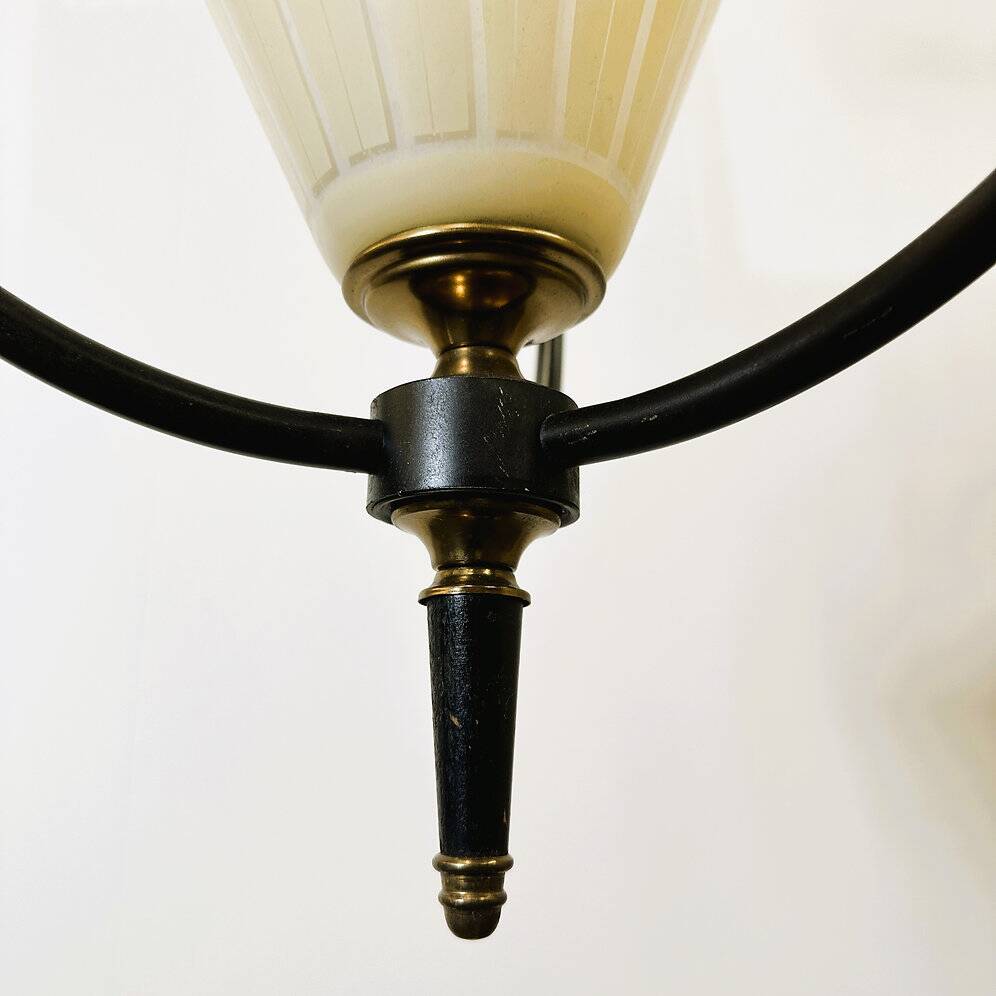 Mid-century metal and opaline pendant light, 1950s