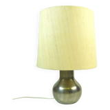 Vintage Pewter and Silk Desk Table Lamp Germany 1960 Minimalist Design