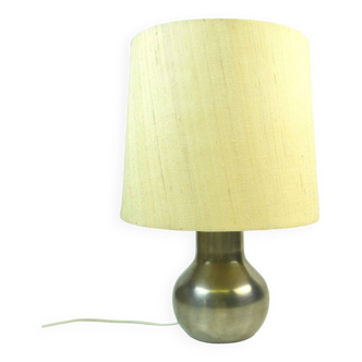 Vintage Pewter and Silk Desk Table Lamp Germany 1960 Minimalist Design