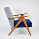 Vintage velvet armchair 1960s, fully restored, poule fabric, refubrished