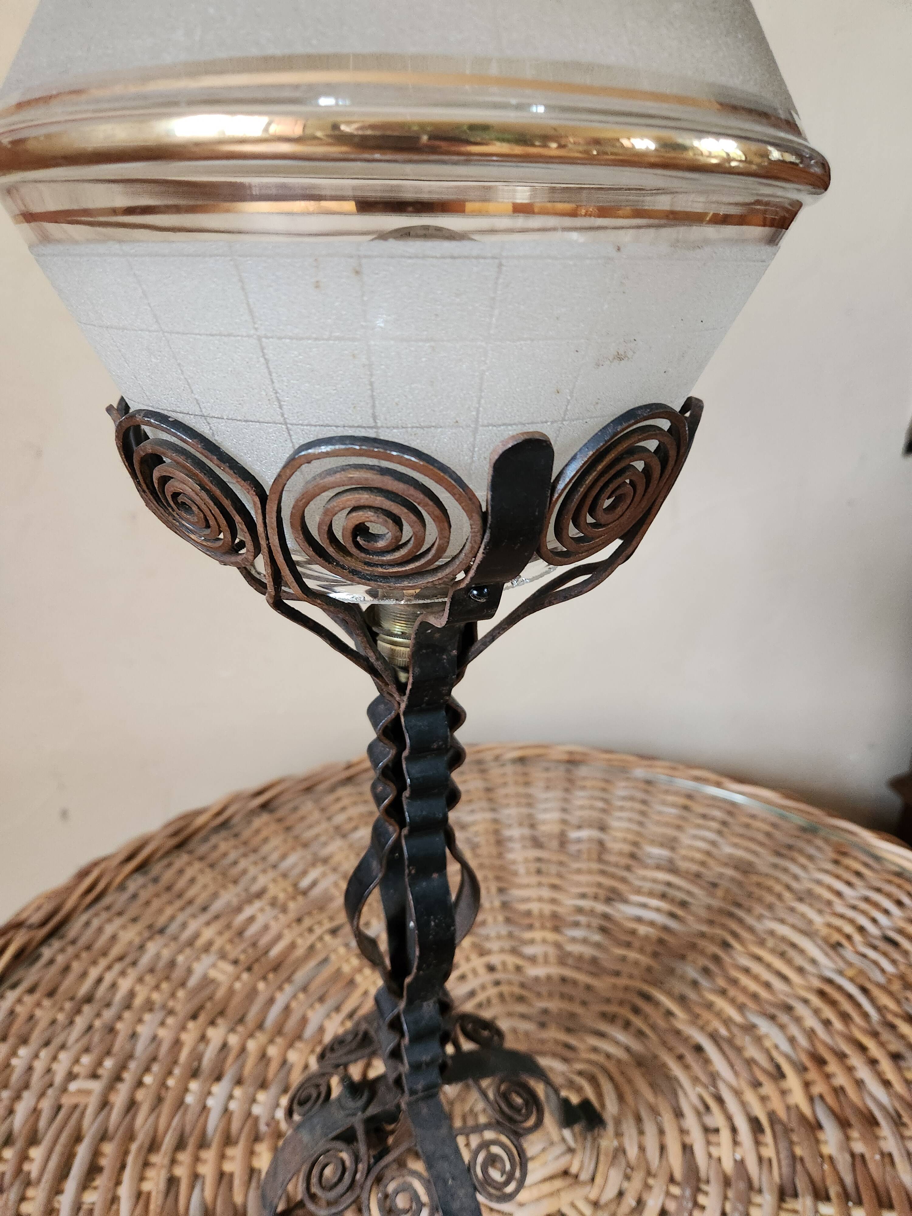 Lampe fer forgé art déco