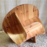 Round coffee table in solid pine - 1970s/80s
