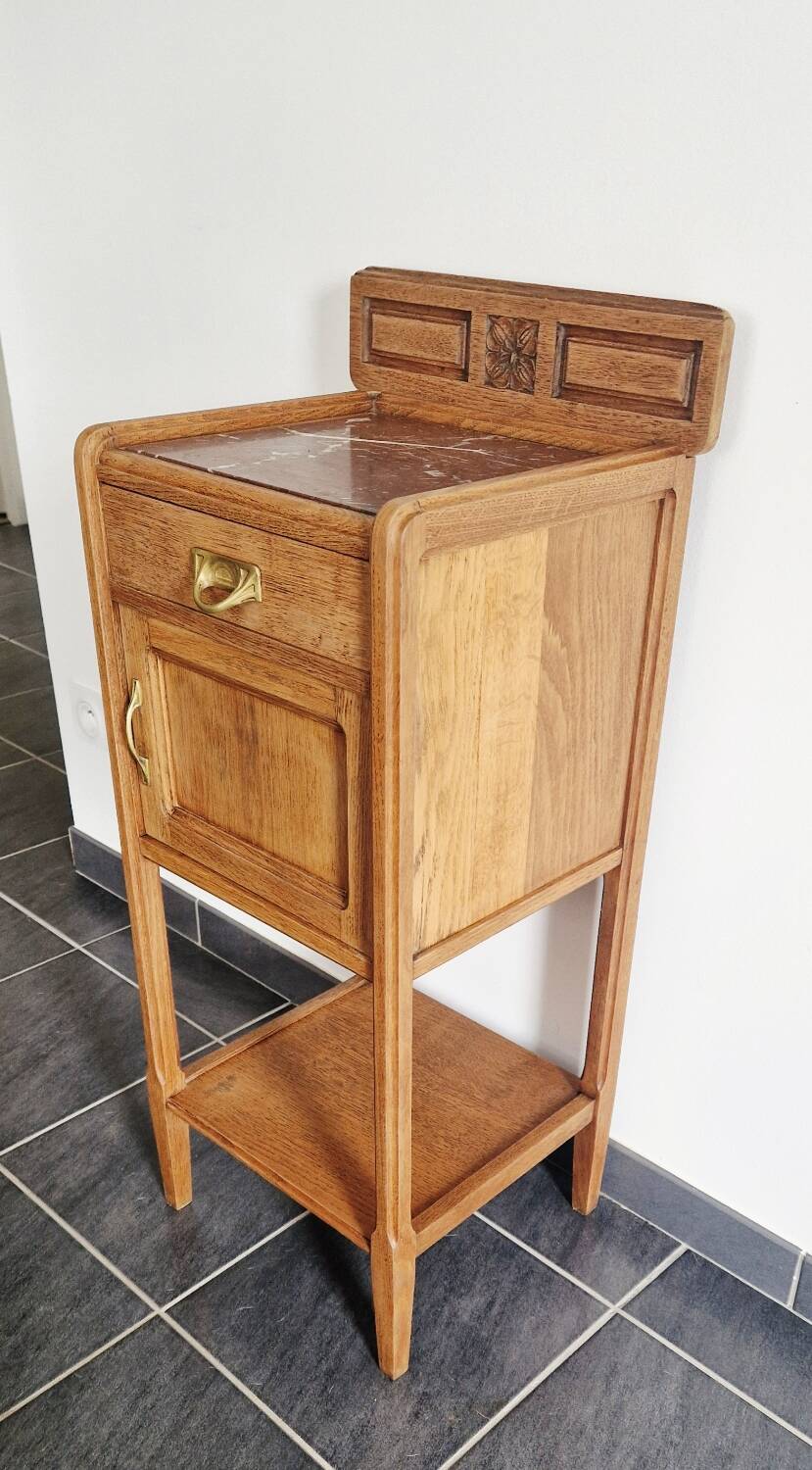 Art Deco style bedside table in solid oak, 1930s
