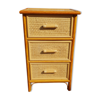 Commode tressée en rotin
