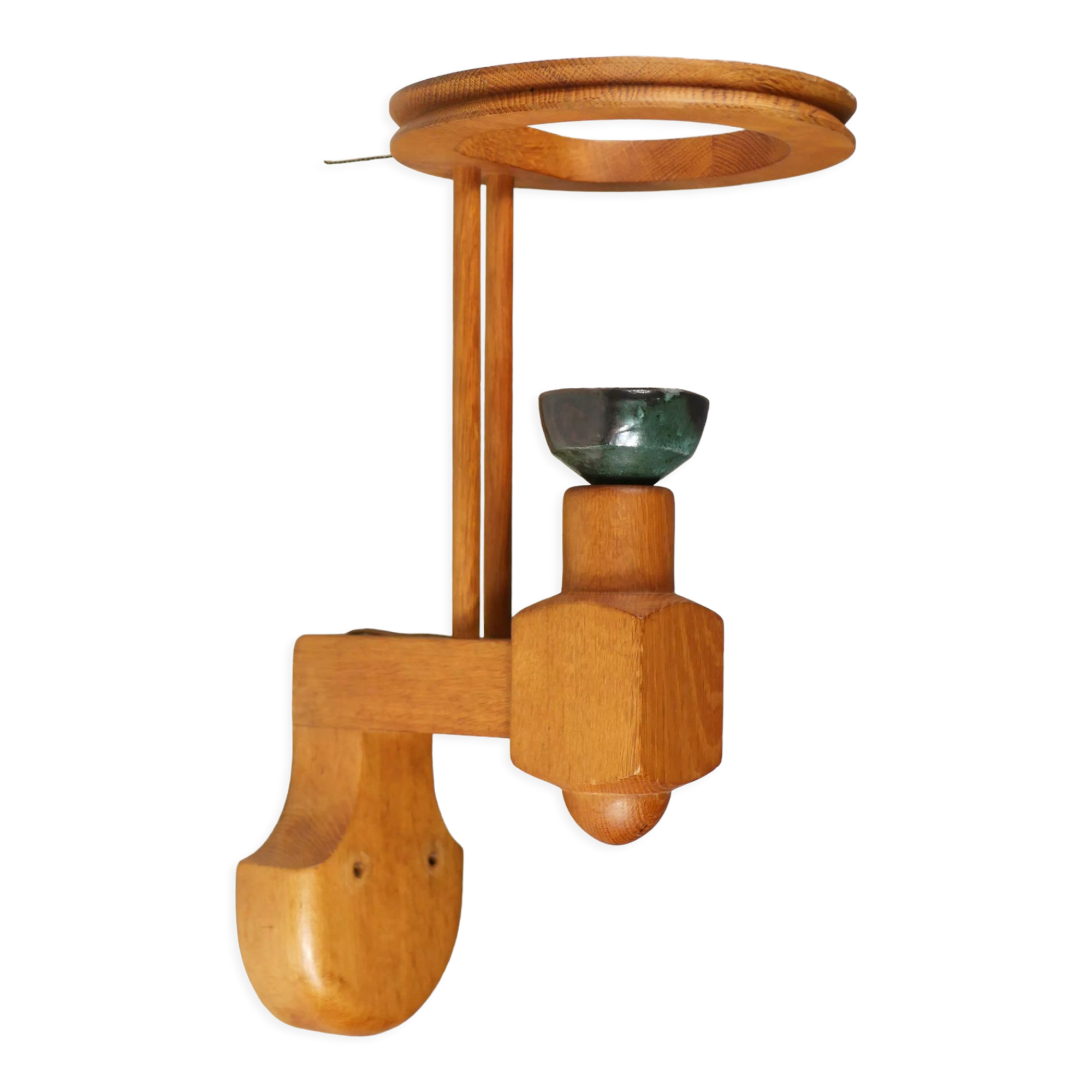 Wall lamp in oak and ceramic Guillerme and Chambron