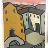 Oil painting on canvas "The Farm" Franco Prayer (1924) 60x50 cm