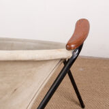 Danish armchair in Leather, Steel and Teak, Balloon model by Hans Olsen 1960.