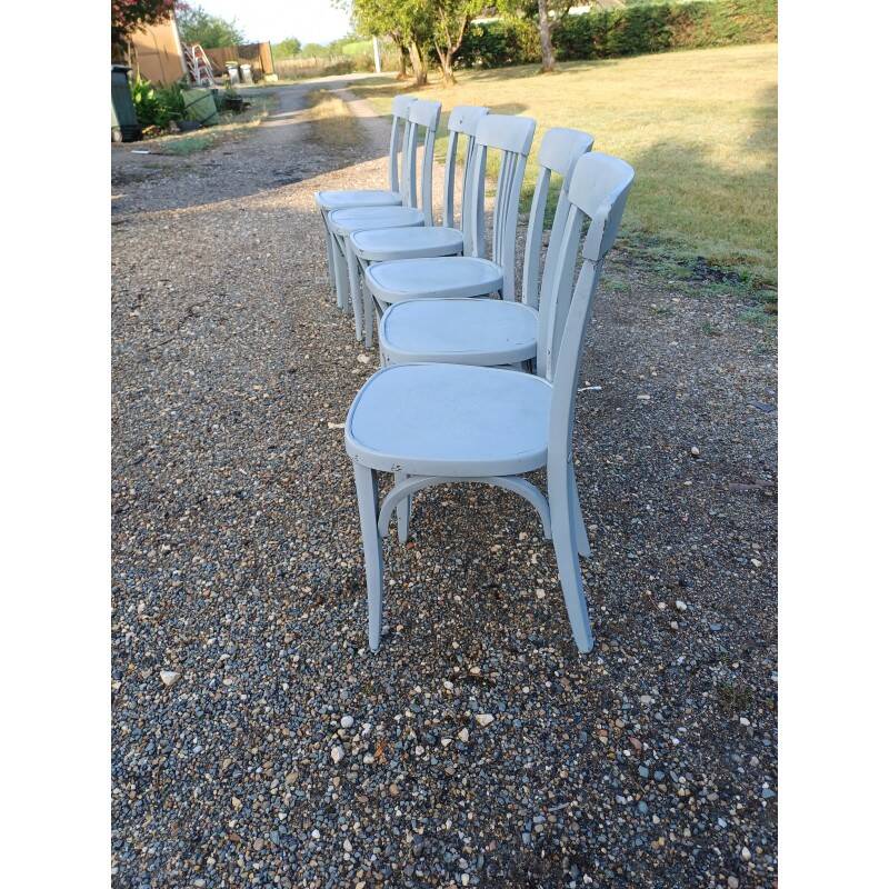 6 Baumann bistro chairs in old grey limed wood