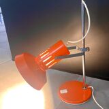 Orange lacquered metal and chrome desk lamp, circa 1970
