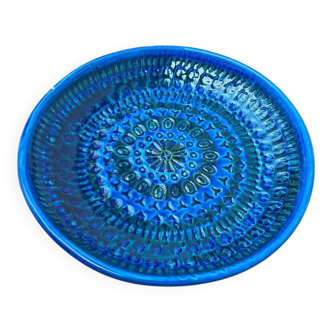 Large wall plate Rimini Blu Italian mid-century by Aldo Londi for Bitossi, 1960s.