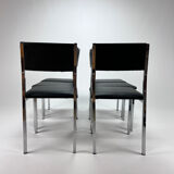 Set of 6 belgium chrome and skai dining chairs, 1960s
