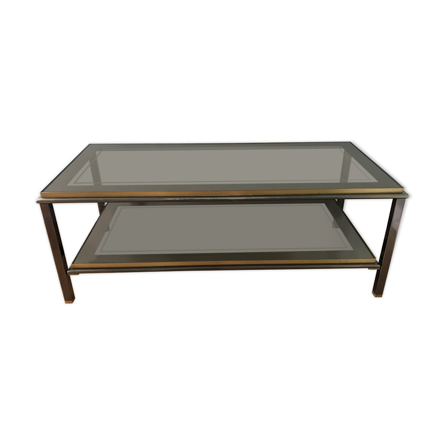 Coffee table in brass and chrome 1970