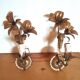 Pair of lily flower sconces in gilded metal design 60s